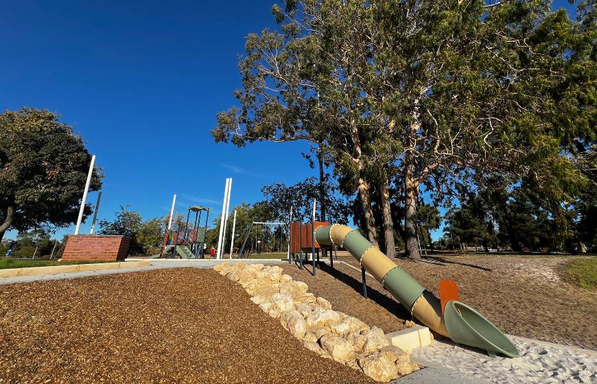 Childrens playground tunnel slide