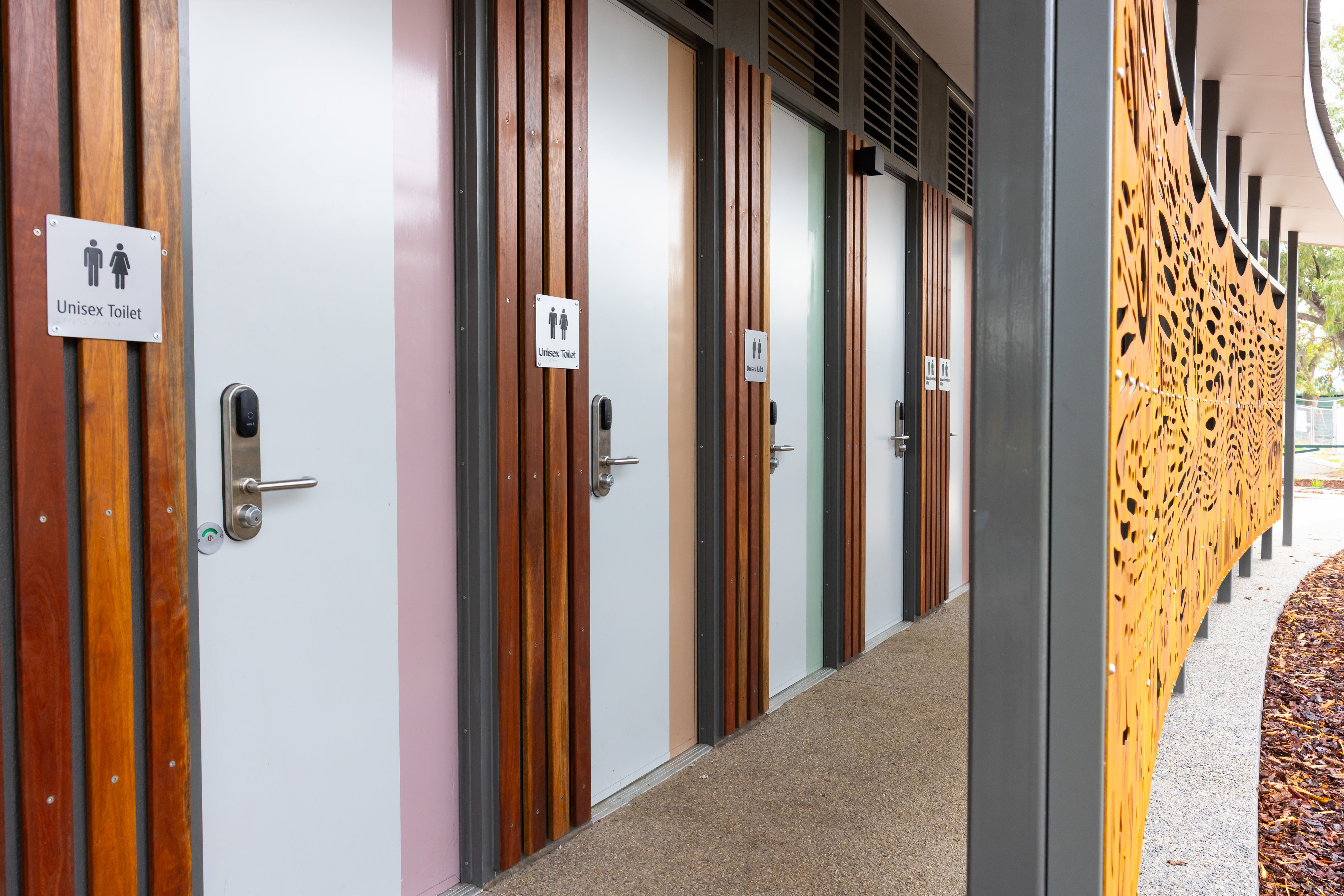 Public accessible toilet block
