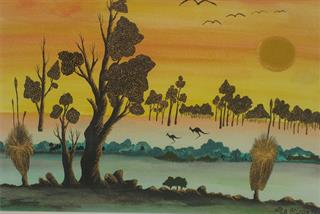 Nola Bolton - Golden Sunset - 2014 Aboriginal Artist Award Winner as part of the Emerging Artist Award