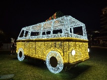 Christmas light minivan