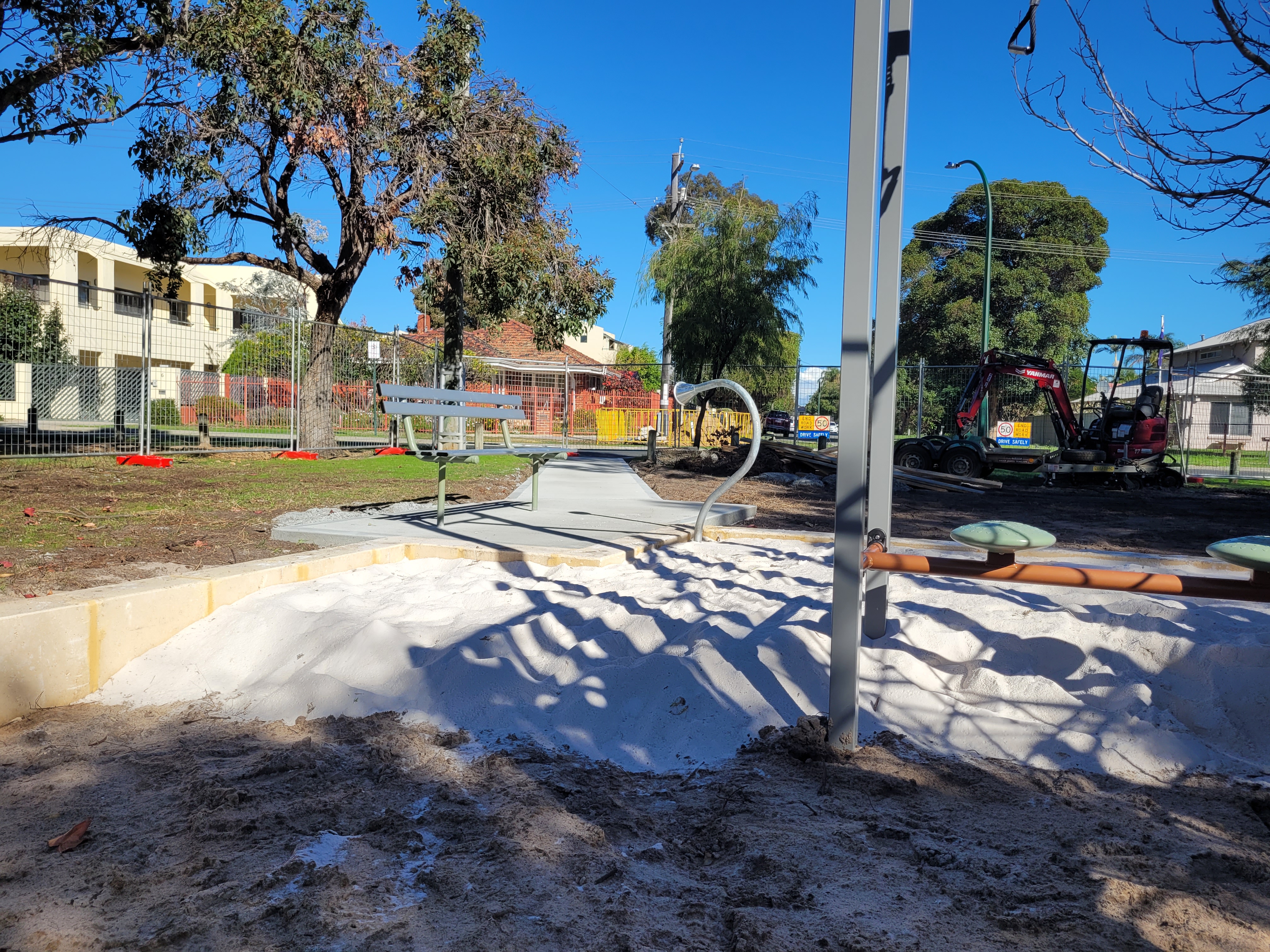 Progress photography of Swanview Reserve playground upgrade