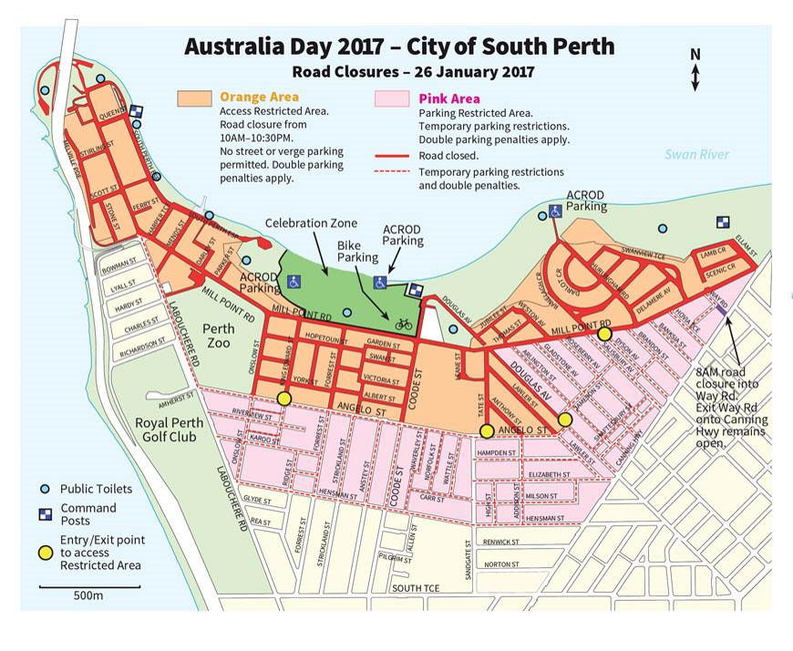 Australia Day Parking Map 2017