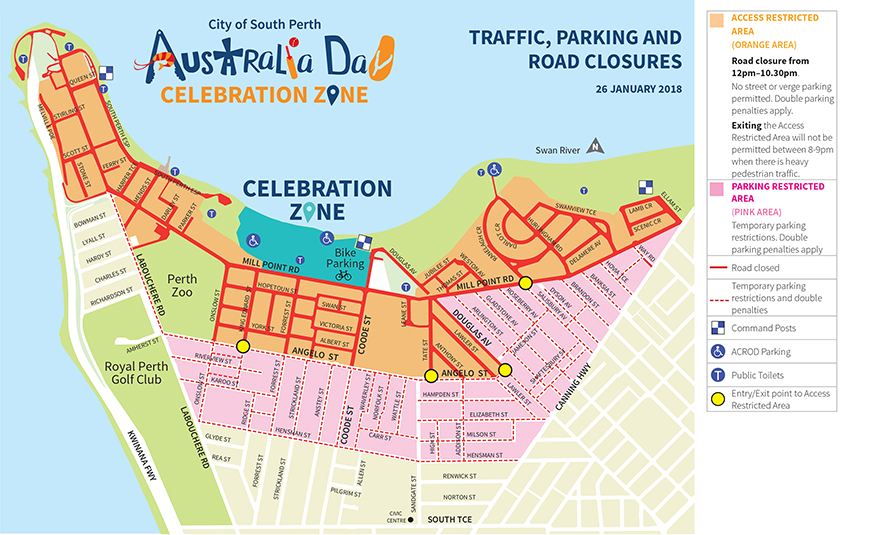 Australia Day Road Closures Perth