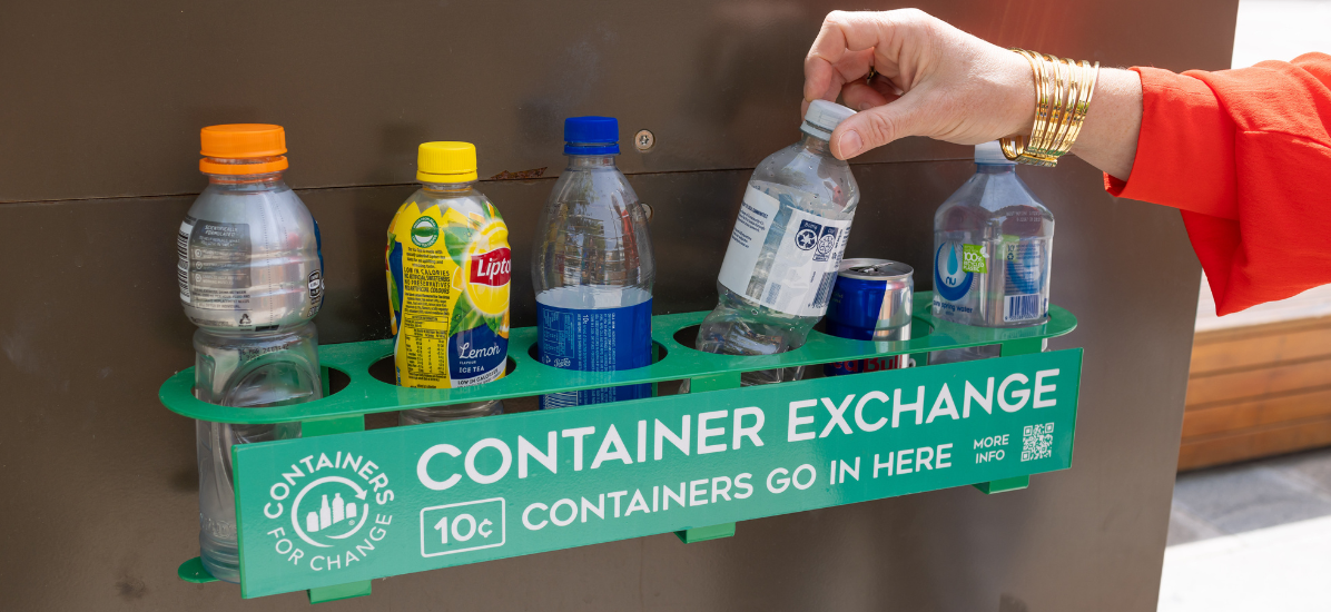 bottles in a container exchange bin