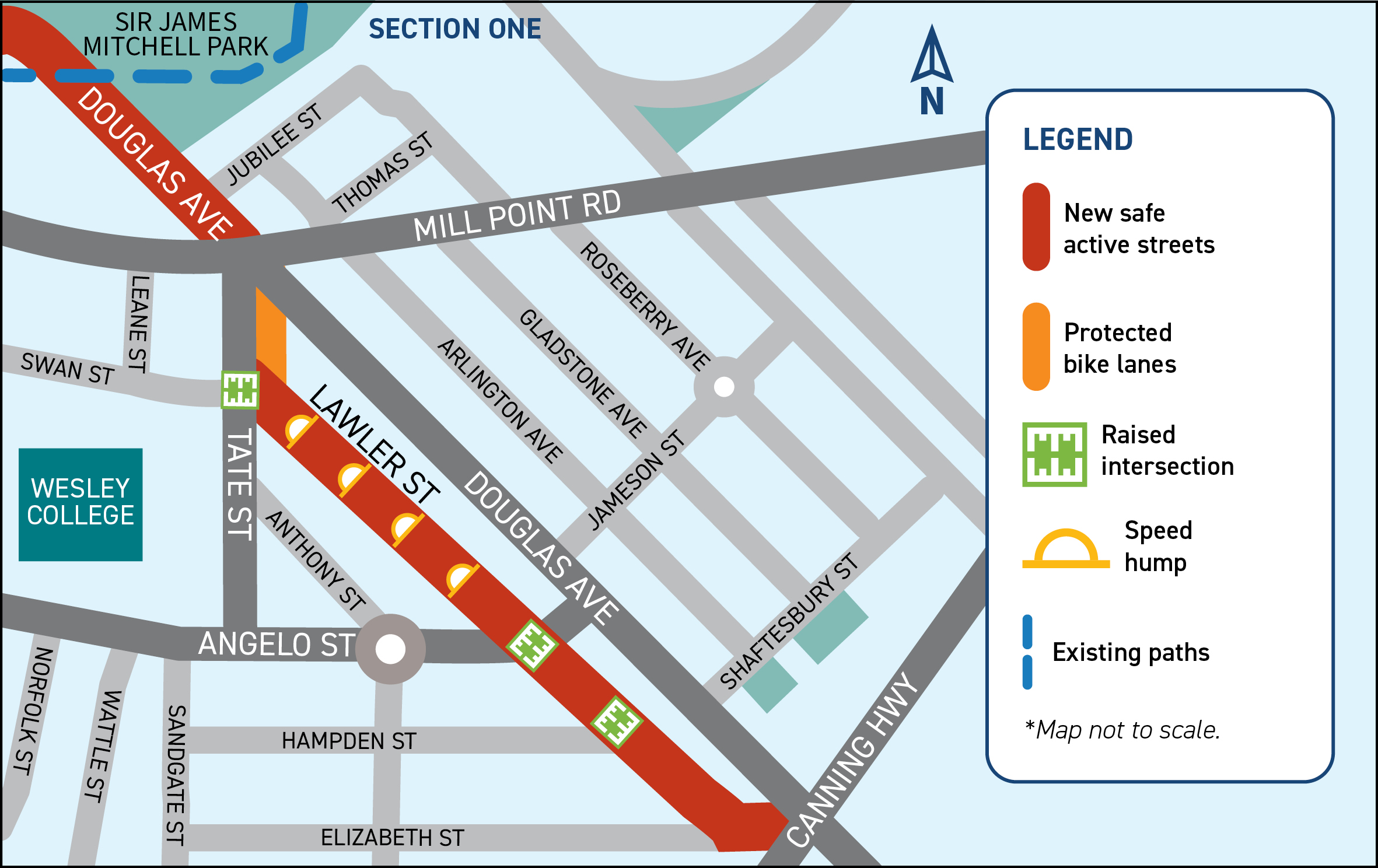 Map of proposed bike route