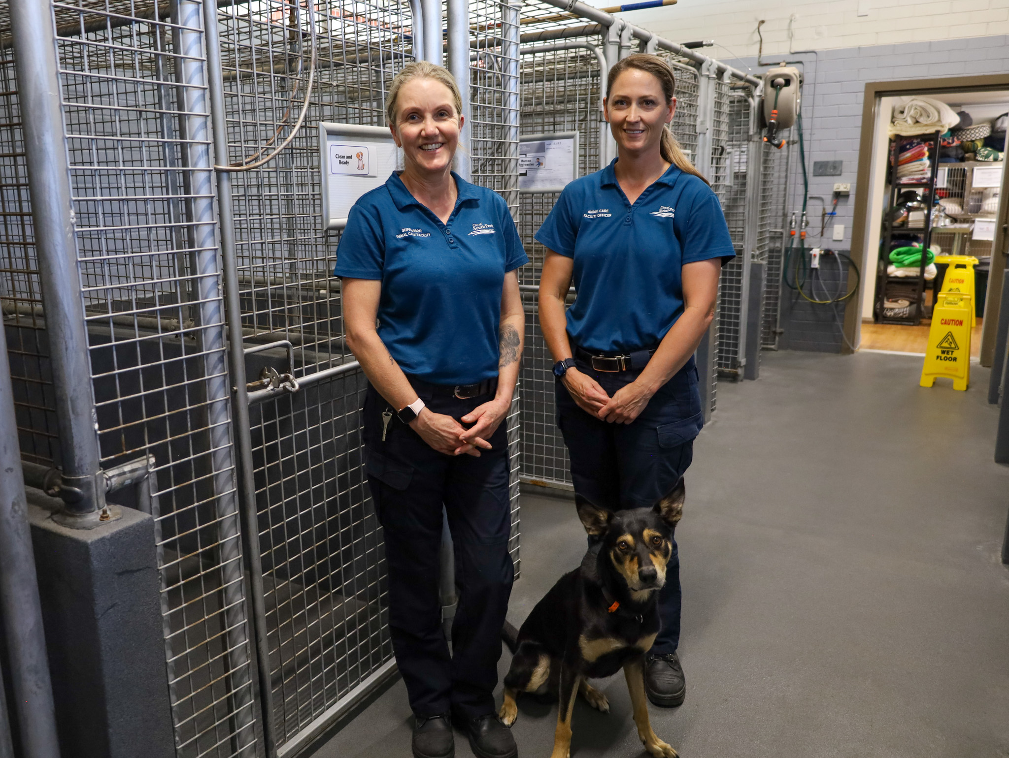 Staff with dog on lead