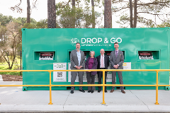 Large green shipping container for containers drop offs.