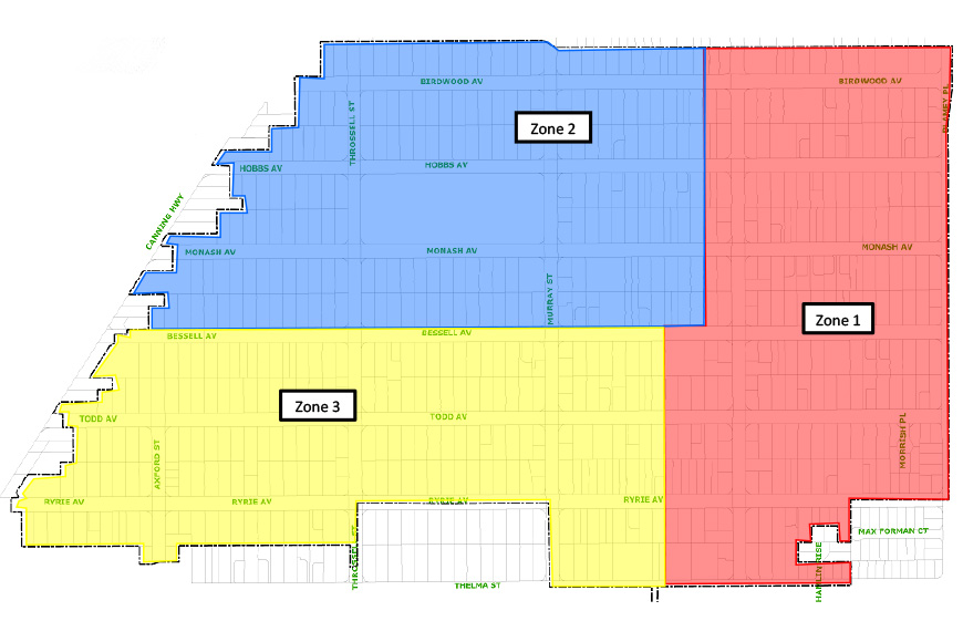 Map of the Zones in the Collier area