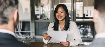 young woman in an interview