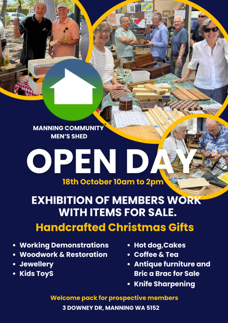 Manning Community Men's Shed Open Day poster