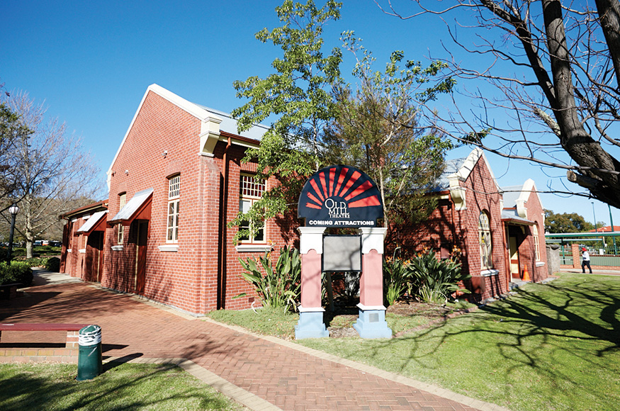 The red-bricked facade of the Old Mill Theatre