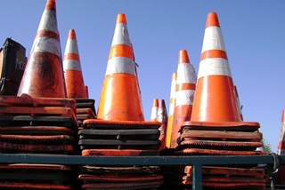 Stackedtrafficcones