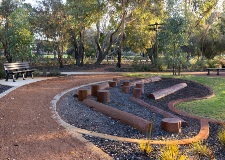 The new seating, pathways and nature play area at Godwin Avenue Sump