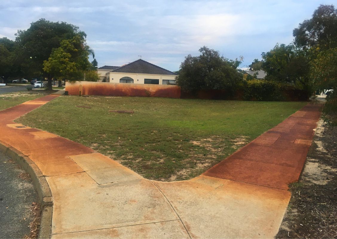 The Godwin Avenue sump in 2023, looking bare without trees or plants