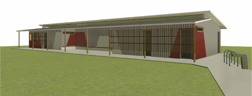 Graphic image of building with grass