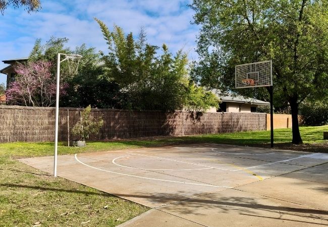 The upgraded basketball and netball court