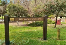 The Hope Avenue Reserve sign
