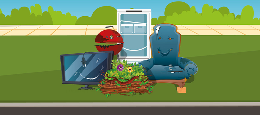 Bulk hard waste collection items on front verge 