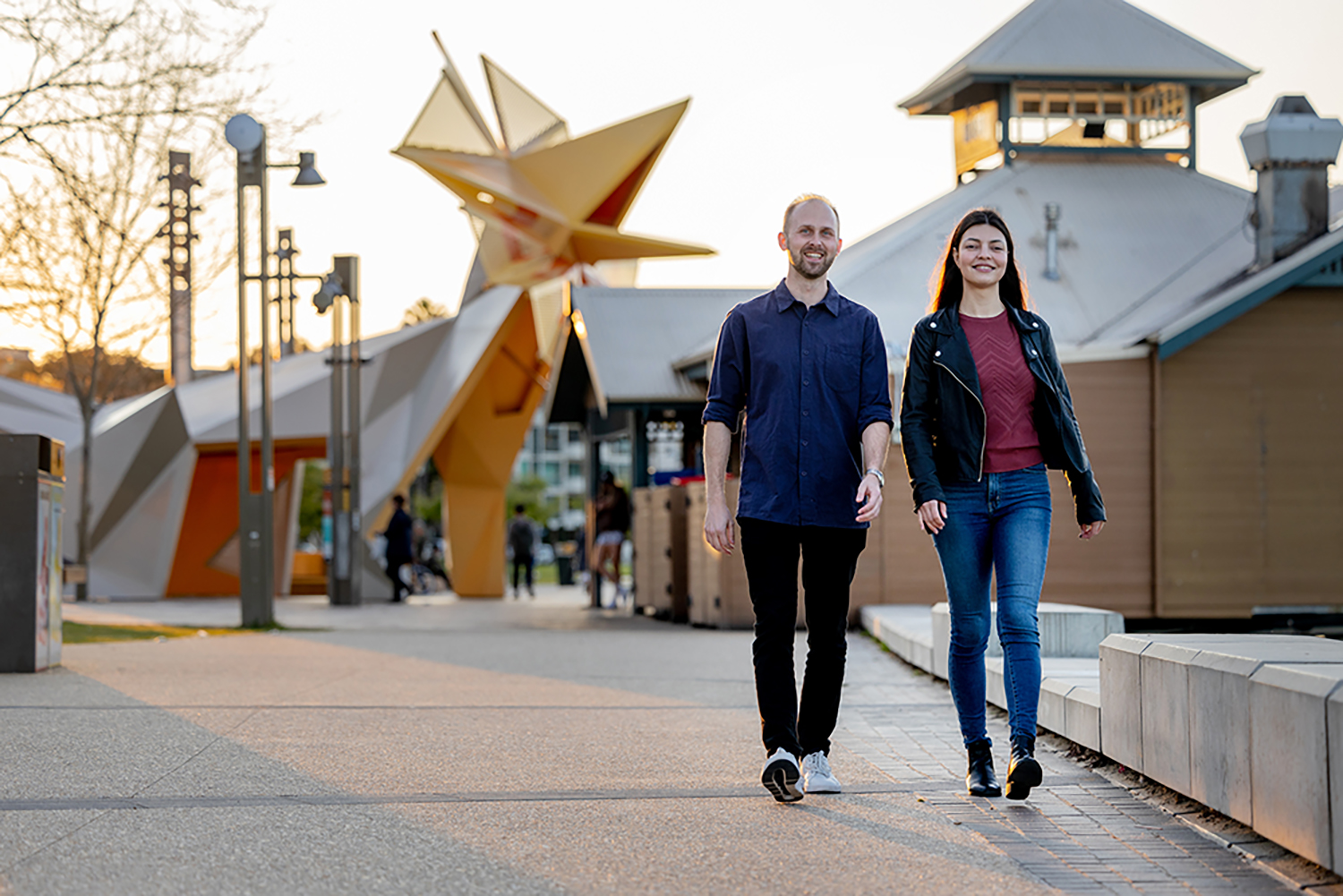 People walking along the South Perth Foreshore at Mindeerup.