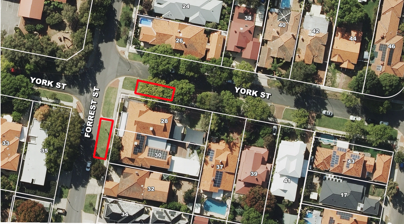 Project Map - Forrest St, York St Parking Bays September 2023