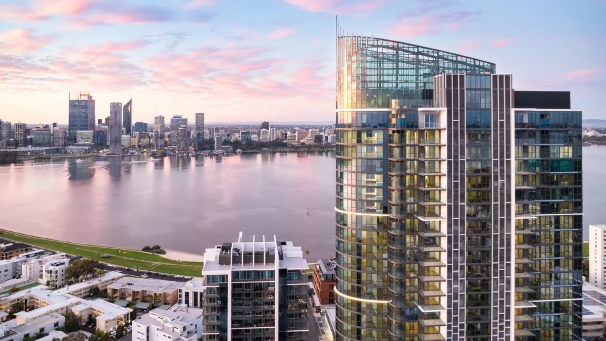 Photograph of apartment complex overlooking the Swan River in Perth