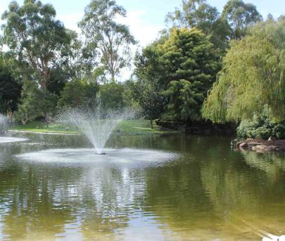 Fountain in a lake.